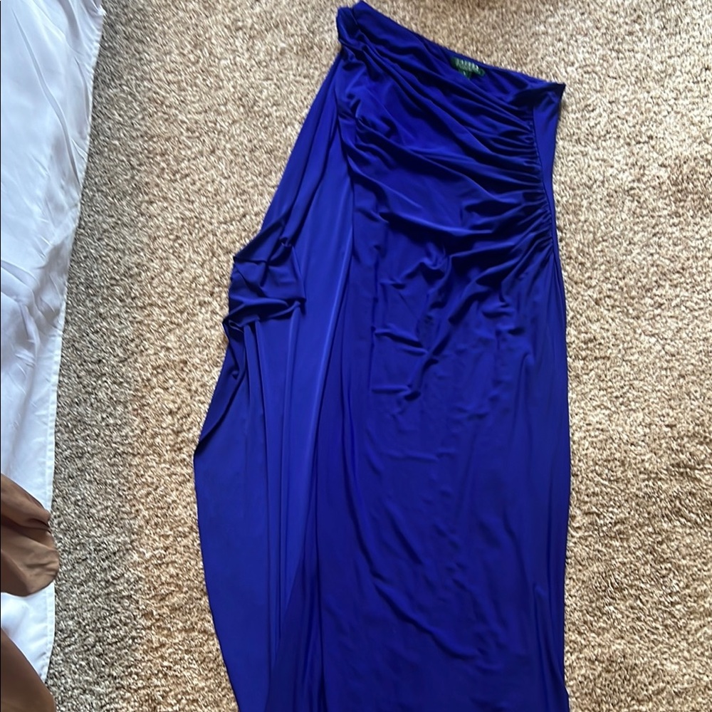 Ralph Lauren Elegant Blue Purple Draped Dress